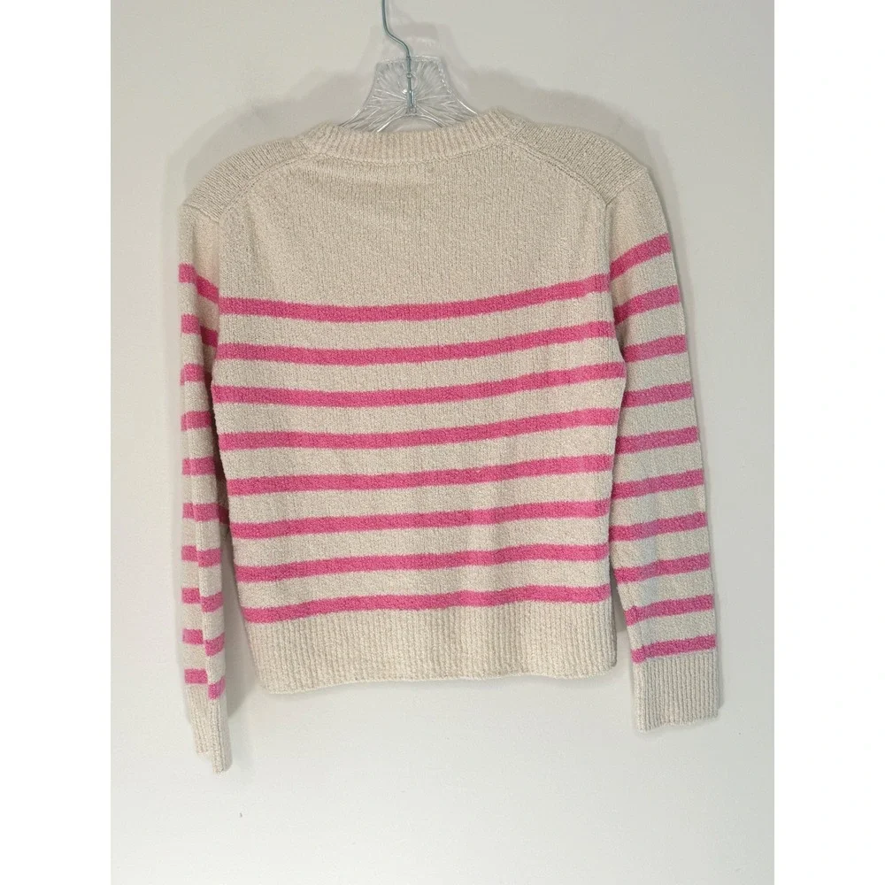 J.Crew Crewcuts Girls' Striped Sweater Pink Cream Long Sleeve Crewneck Large